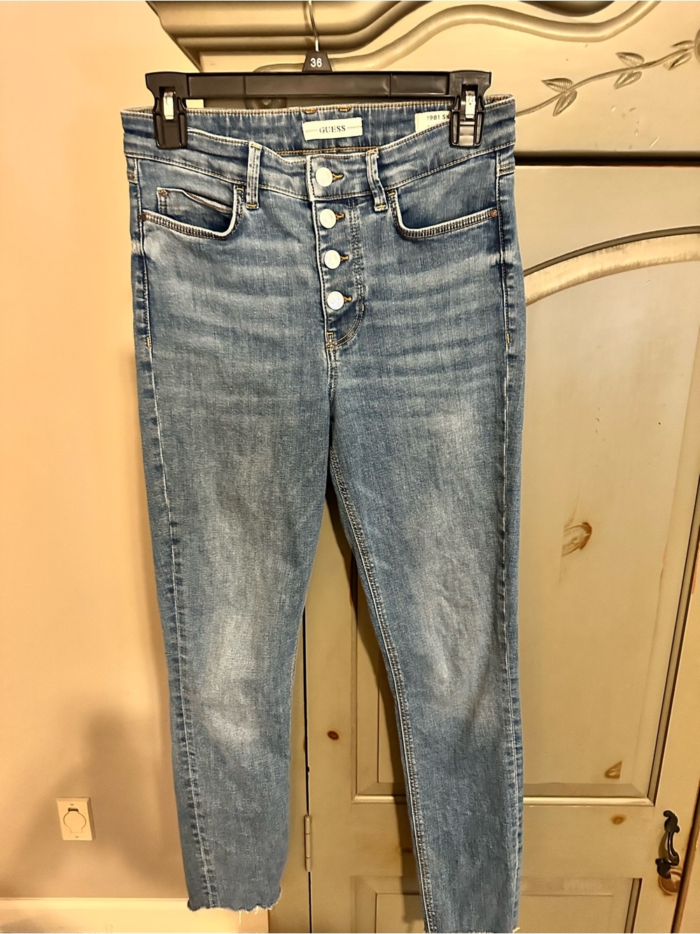GUESS High-Rise Light Wash Button-Fly Jeans